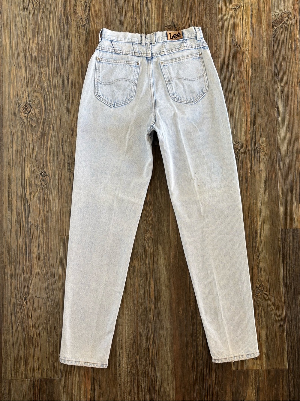 *FLAWS* Vtg Lee High Waist Tapered Light Wash Denim Jeans 10L Western Yoke 80s - Picture 3 of 16